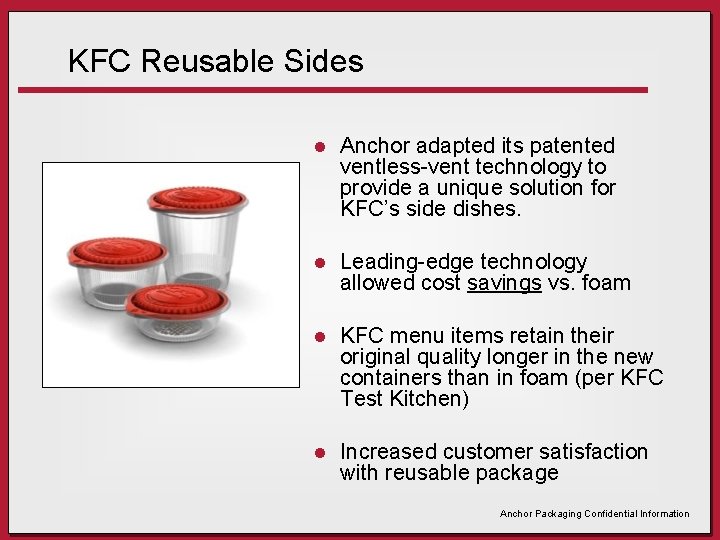 KFC Reusable Sides l Anchor adapted its patented ventless-vent technology to provide a unique