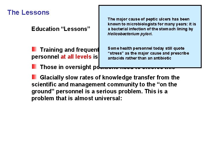 The Lessons Education “Lessons” Education Lessons 2 The major cause of peptic ulcers has