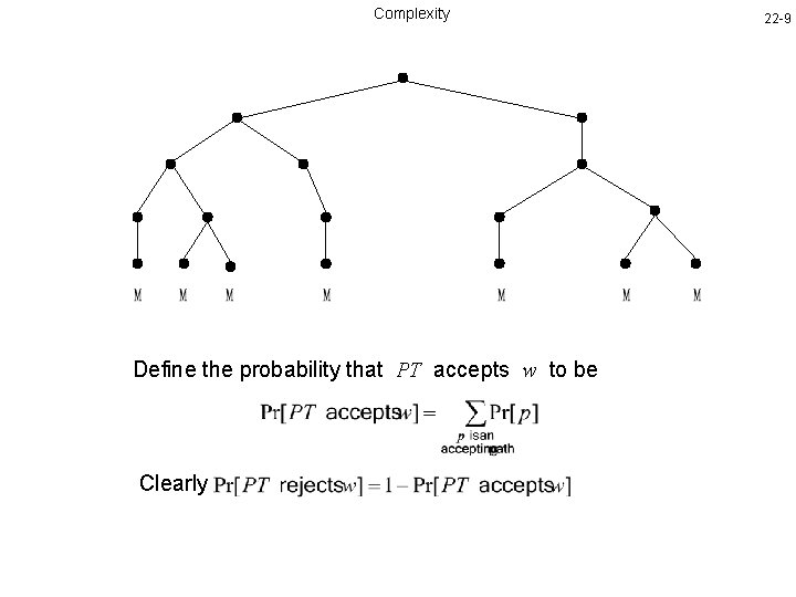 Complexity Define the probability that PT accepts w to be Clearly 22 -9 