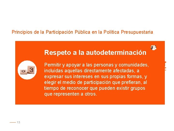 Principios de la Participación Pública en la Política Presupuestaria Respeto a la autodeterminación Permitir