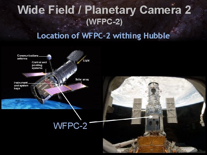 Wide Field / Planetary Camera 2 (WFPC-2) Location of WFPC-2 withing Hubble WFPC-2 