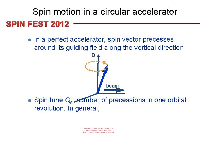 Spin motion in a circular accelerator SPIN FEST 2012 l In a perfect accelerator,