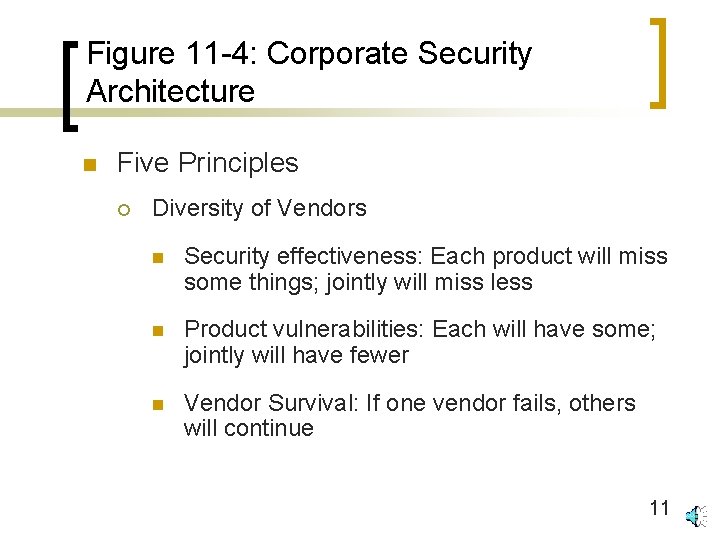 Figure 11 -4: Corporate Security Architecture n Five Principles ¡ Diversity of Vendors n