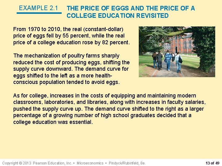 EXAMPLE 2. 1 THE PRICE OF EGGS AND THE PRICE OF A COLLEGE EDUCATION