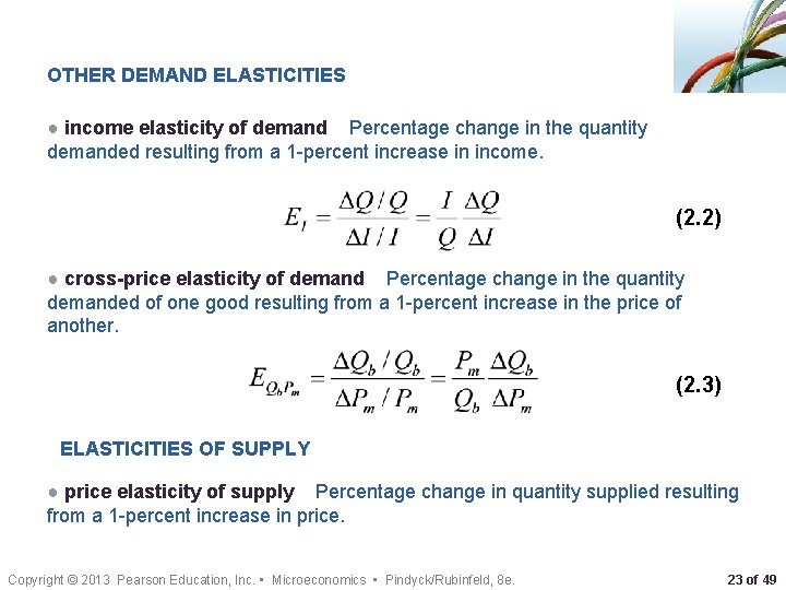 OTHER DEMAND ELASTICITIES ● income elasticity of demand Percentage change in the quantity demanded