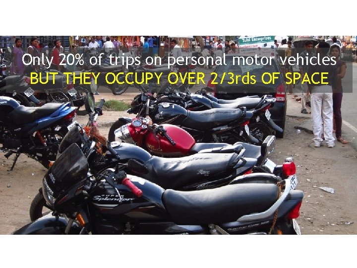 Only 20% of trips on personal motor vehicles BUT THEY OCCUPY OVER 2/3 rds