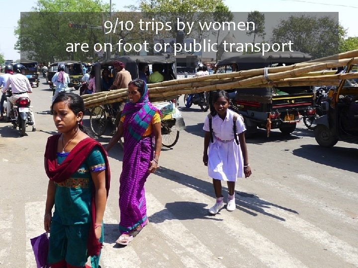 9/10 trips by women are on foot or public transport 