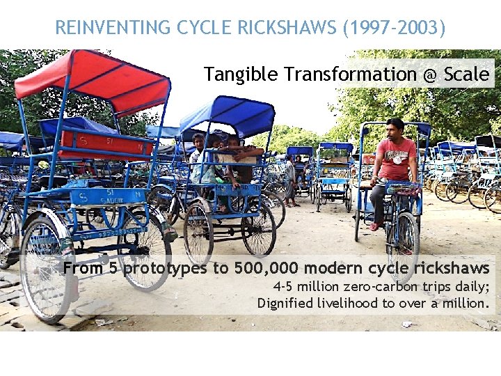 REINVENTING CYCLE RICKSHAWS (1997 -2003) Tangible Transformation @ Scale From 5 prototypes to 500,