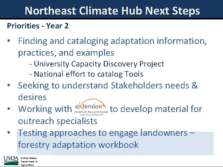 Northeast Climate Hub Next Steps Priorities - Year 2 • Finding and cataloging adaptation
