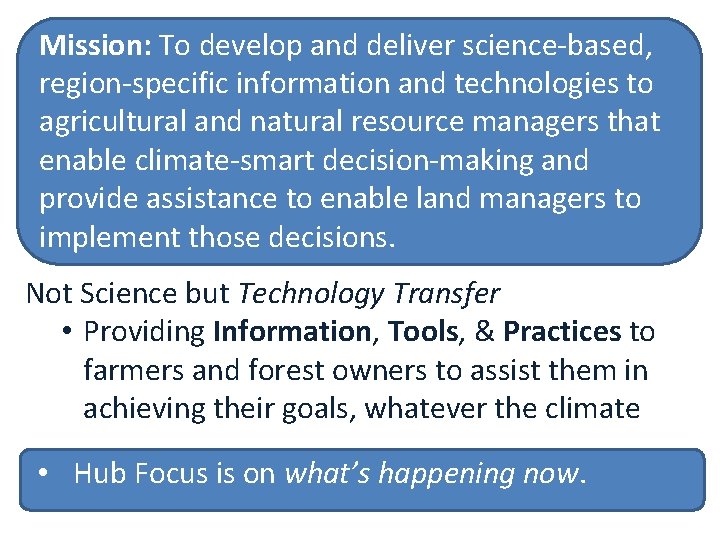 Mission: To develop and deliver science-based, region-specific information and technologies to agricultural and natural