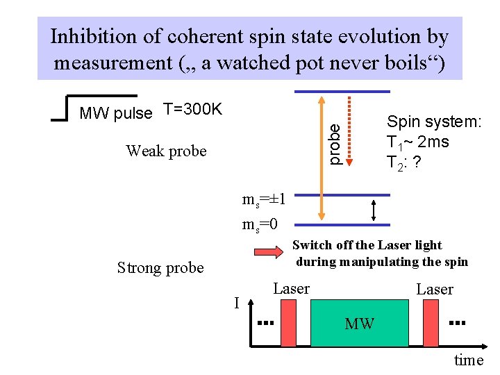 Inhibition of coherent spin state evolution by measurement („ a watched pot never boils“)