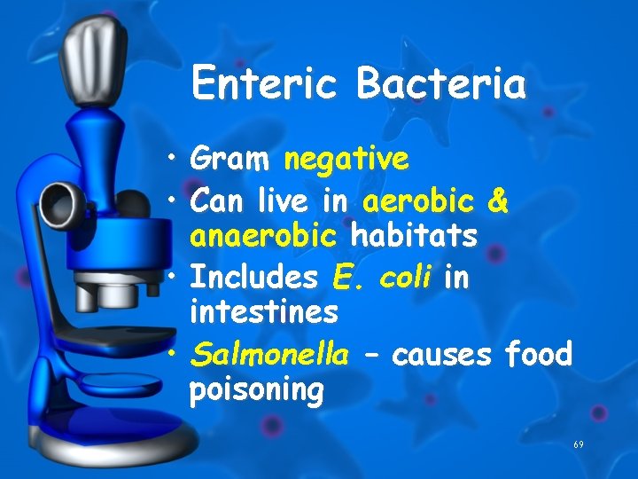 Enteric Bacteria • Gram negative • Can live in aerobic & anaerobic habitats •