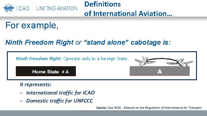 Definitions of International Aviation… For example, Ninth Freedom Right or “stand alone” cabotage is: