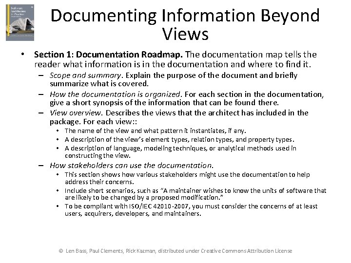 Documenting Information Beyond Views • Section 1: Documentation Roadmap. The documentation map tells the
