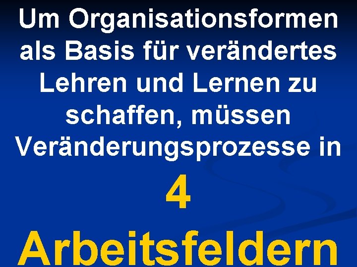 Um Organisationsformen als Basis für verändertes Lehren und Lernen zu schaffen, müssen Veränderungsprozesse in