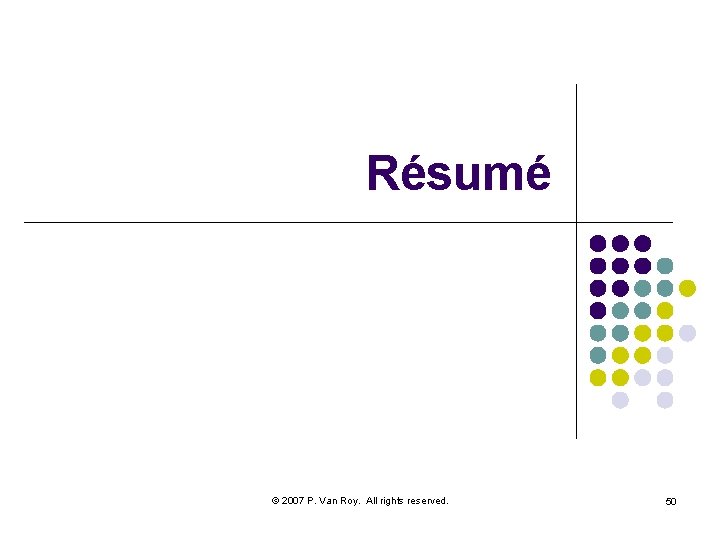 Résumé © 2007 P. Van Roy. All rights reserved. 50 