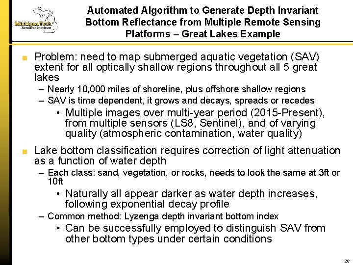 Automated Algorithm to Generate Depth Invariant Bottom Reflectance from Multiple Remote Sensing Platforms –