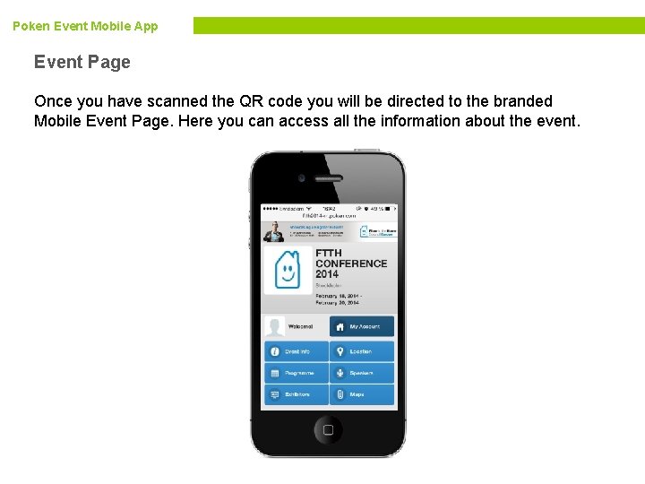 Poken Event Mobile App Event Page Once you have scanned the QR code you