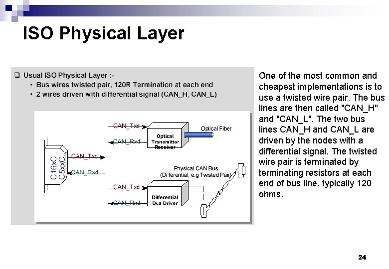 ISO Physical Layer One of the most common and cheapest implementations is to use