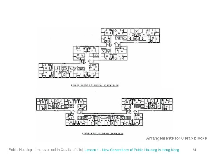 Arrangements for 3 slab blocks | Public Housing – Improvement in Quality of Life|