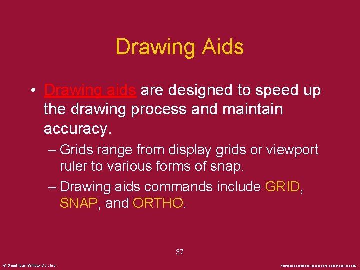 Drawing Aids • Drawing aids are designed to speed up the drawing process and