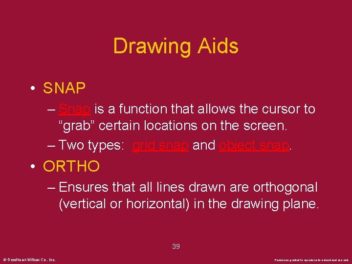 Drawing Aids • SNAP – Snap is a function that allows the cursor to