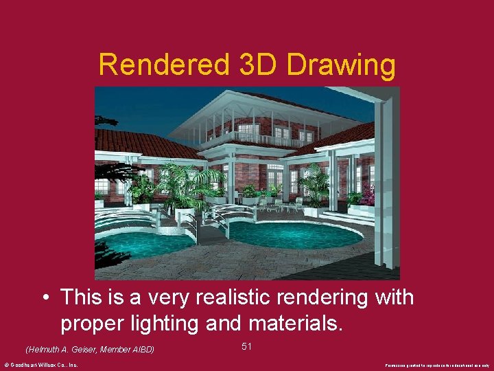 Rendered 3 D Drawing • This is a very realistic rendering with proper lighting