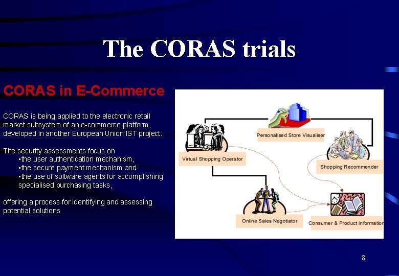 The CORAS trials CORAS in E-Commerce CORAS is being applied to the electronic retail