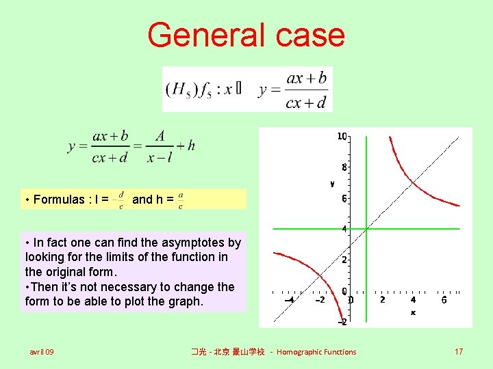 General case • Formulas : l = and h = • In fact one