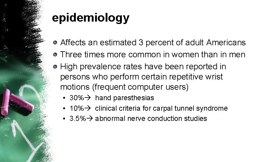 epidemiology Affects an estimated 3 percent of adult Americans Three times more common in