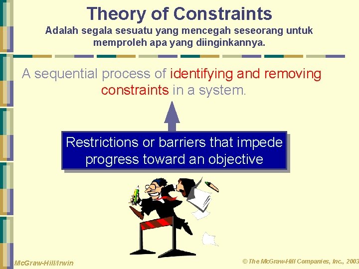 Theory of Constraints Adalah segala sesuatu yang mencegah seseorang untuk memproleh apa yang diinginkannya.