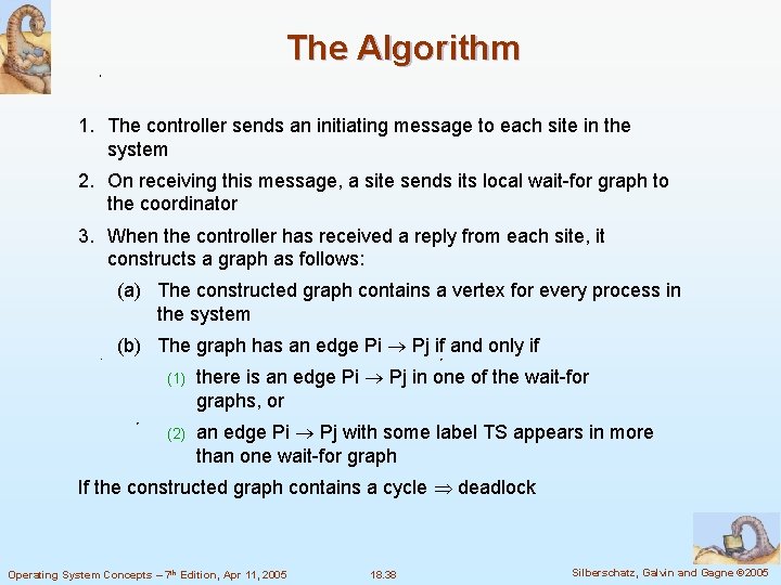 The Algorithm 1. The controller sends an initiating message to each site in the