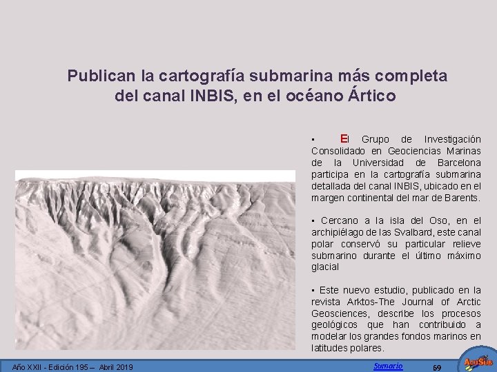  Publican la cartografía submarina más completa del canal INBIS, en el océano Ártico