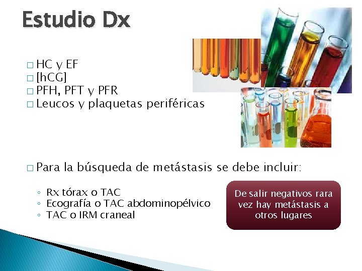 Estudio Dx � HC y EF � [h. CG] � PFH, PFT y PFR