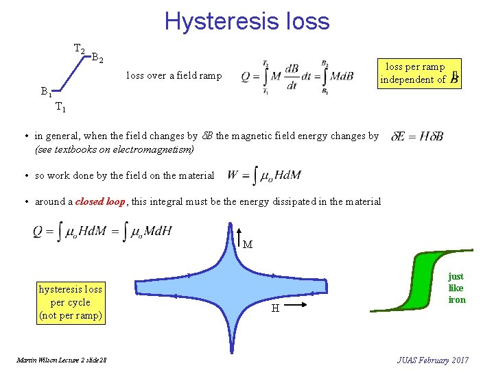 Hysteresis loss T 2 B 2 loss per ramp independent of loss over a