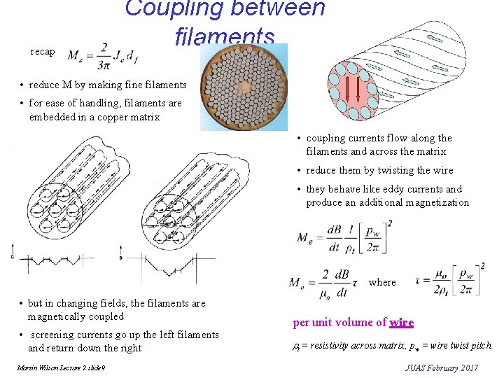 recap Coupling between filaments • reduce M by making fine filaments • for ease