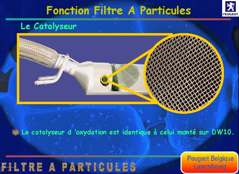 Fonction Filtre A Particules Le Catalyseur Le catalyseur d ’oxydation est identique à celui