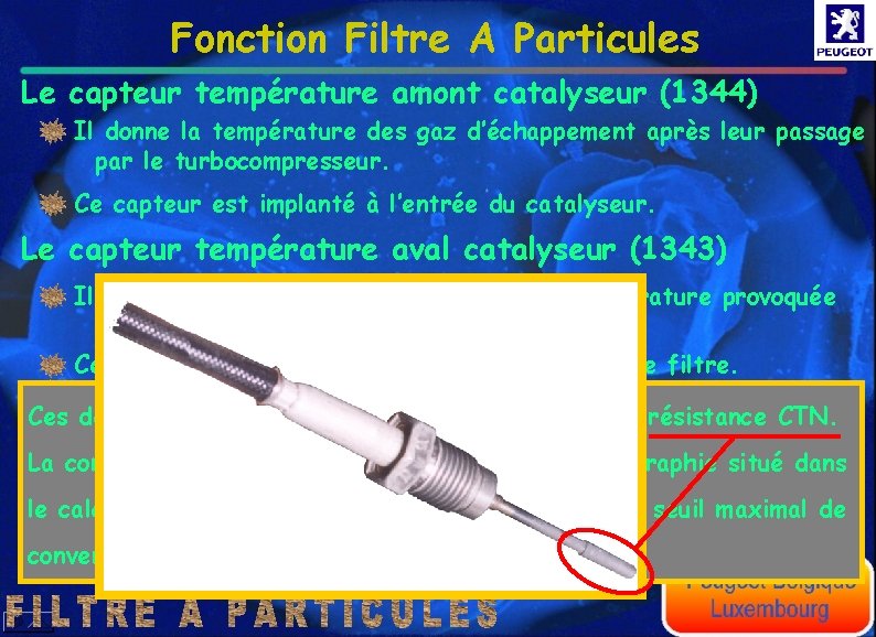 Fonction Filtre A Particules Le capteur température amont catalyseur (1344) Il donne la température