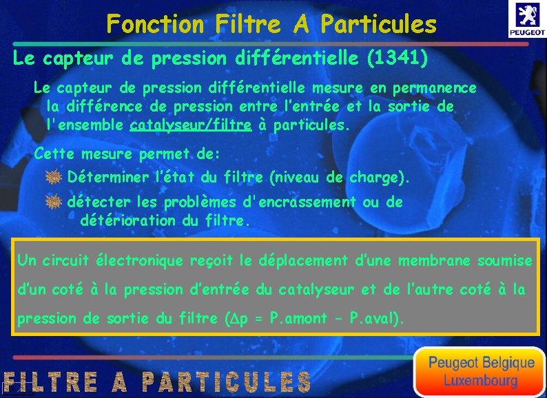 Fonction Filtre A Particules Le capteur de pression différentielle (1341) Le capteur de pression
