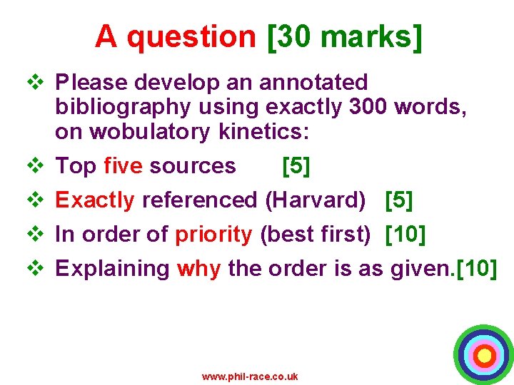 A question [30 marks] v Please develop an annotated bibliography using exactly 300 words,