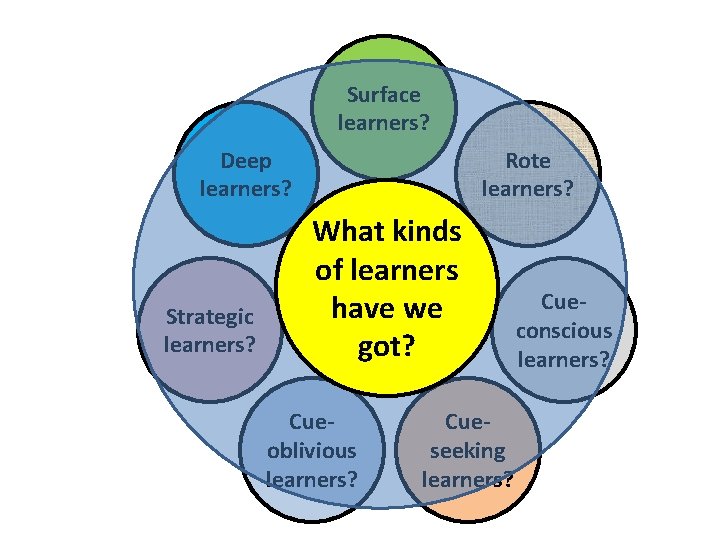 Surface learners? Deep learners? Strategic learners? Rote learners? What kinds of learners have we