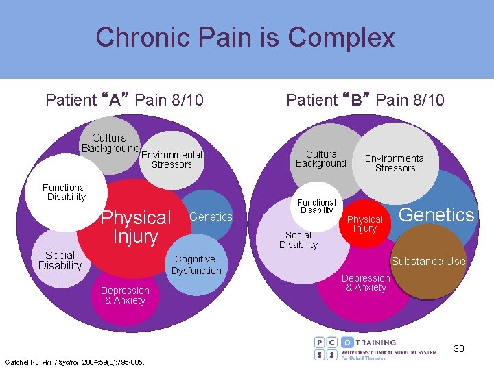 Chronic Pain is Complex Patient “A” Pain 8/10 Cultural Background Environmental Stressors Functional Disability