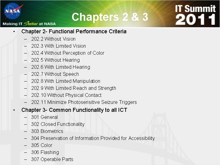 Chapters 2 & 3 • Chapter 2 - Functional Performance Criteria – – –