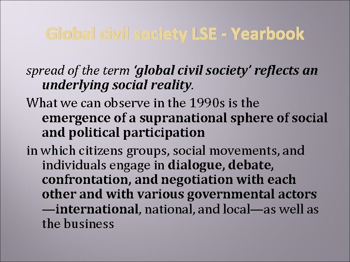 Global civil society LSE - Yearbook spread of the term ‘global civil society’ reflects