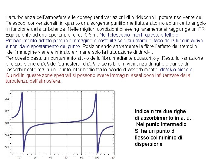 La turbolenza dell’atmosfera e le conseguenti variazioni di n riducono il potere risolvente dei