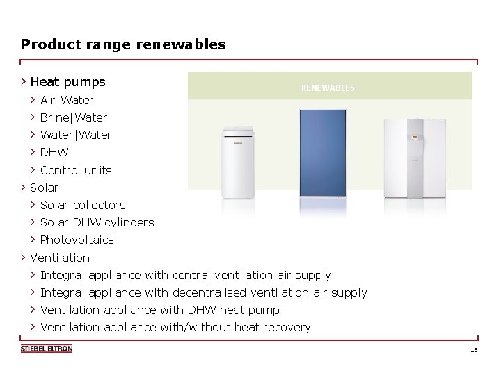 Product range renewables › Heat pumps › Air|Water › Brine|Water › Water|Water › DHW