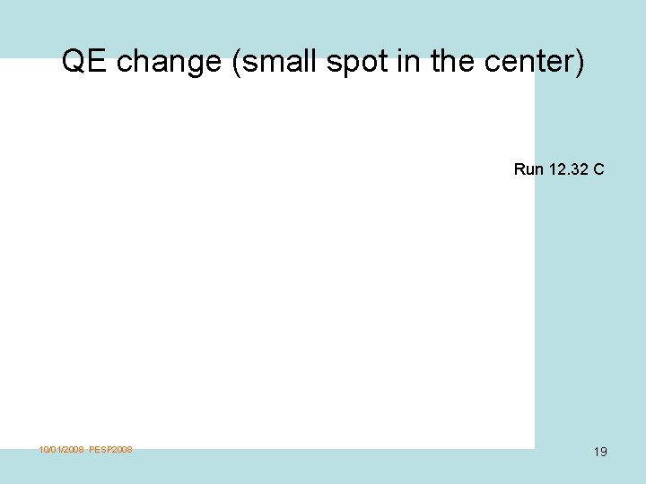 QE change (small spot in the center) Run 12. 32 C 10/01/2008 PESP 2008