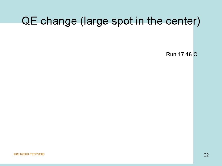 QE change (large spot in the center) Run 17. 46 C 10/01/2008 PESP 2008