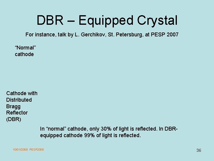 DBR – Equipped Crystal For instance, talk by L. Gerchikov, St. Petersburg, at PESP