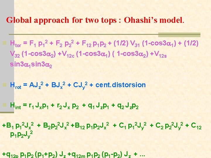 Global approach for two tops : Ohashi’s model. n Htor = F 1 p